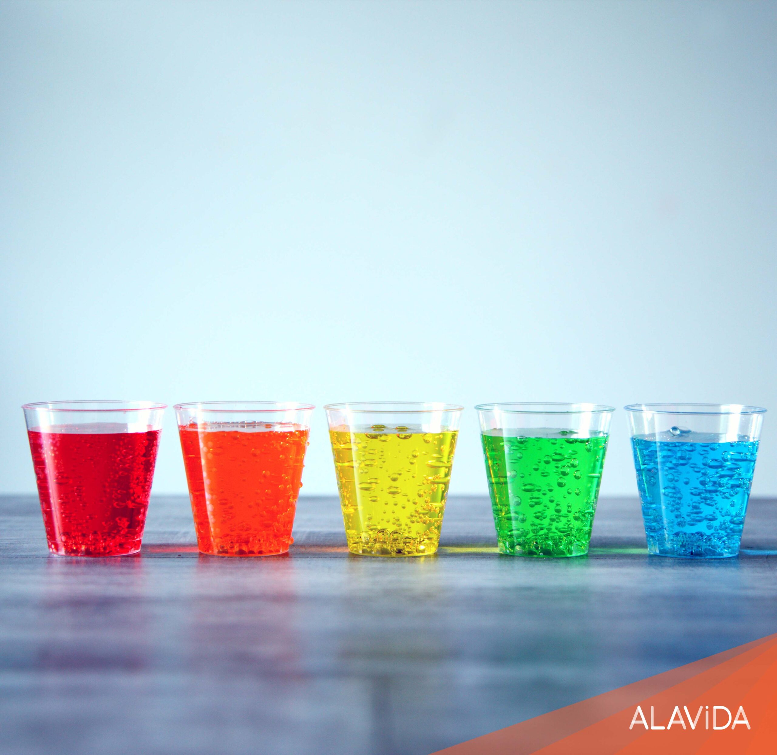 Shot glasses with rainbow colors