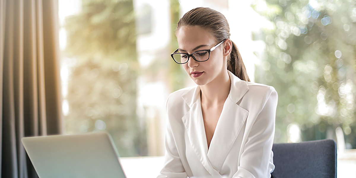 Woman in front of computer